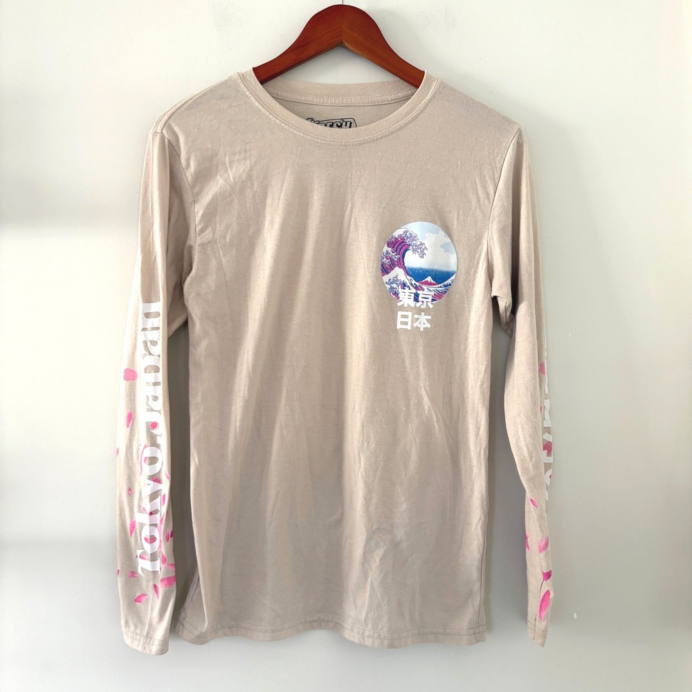 Fresh Laundry Hokusai Great Wave Tokyo Japan‎ Graphic Long Sleeve Shirt Mens Sm